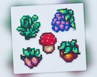 Artículos de verano recolectados en Stardew Valley: mini cuentas Hama, decoración de pared, llavero, imán, adorno para pastel.