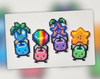 Junimos aus Stardew Valley mit einem Item- Mini hama Perlen Wand Kunst - Magnet - Schlüsselanhänger - Cake Topper