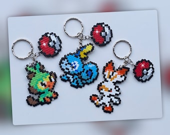 Grookey, Scorbunny y Sobble (Pokémon) Mini cuentas Hama - decoración de pared - llavero - imán - adorno para pastel