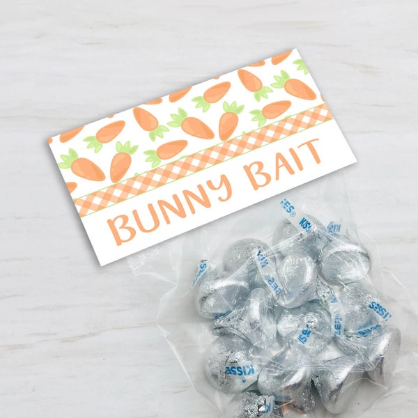 Printable Easter Bunny Bait Candy Bag Toppers, Easter Spring Party Kids Easter Bunny Carrot Bag Topper Printable Instant Download