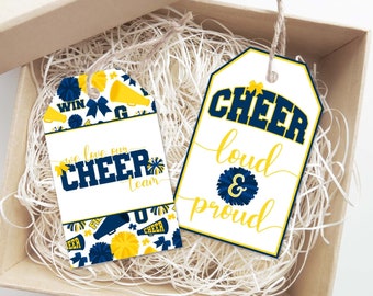 Printable Cheer Team Gift Tags, Cheerleading Printable Gift Tag, Cheer Loud & Proud Pom Pom Gift Tags, Instant Download Cheerleading Squad