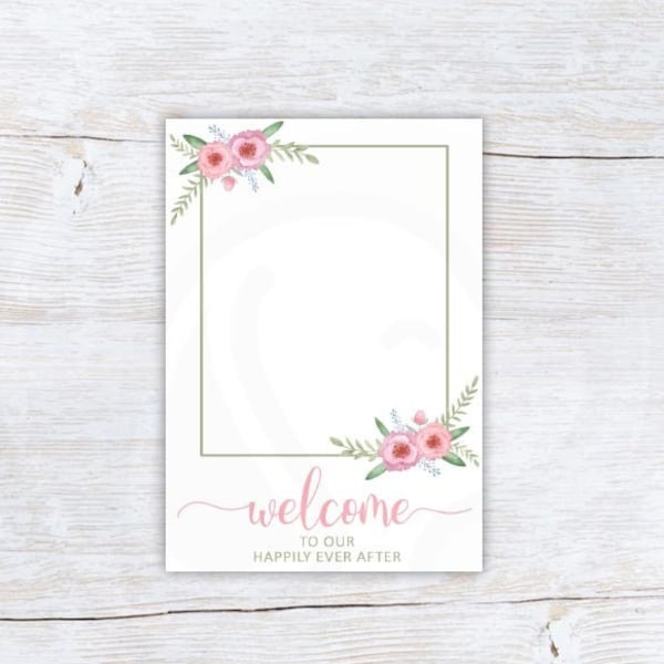 Wedding Cookie Card Backer, Floral Wedding Cookie 3.5x5 Mini Cookie Cards, Wedding Note Cards, Instant Download