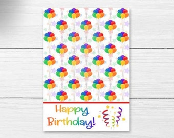 Birthday Mini Cookie Cards, Rainbow Birthday Balloon Cookie Tags, Birthday Party Favor Cards, Printable 3.5x5" Birthday Cookie Card