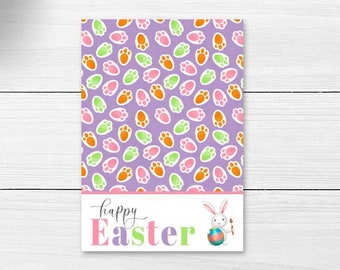 Lavender Easter Bunny Printable Mini Cookie Card, Easter Bunny Rabbit Footprint Flat Lay Card, 3.5x5" Mini Cookie Cards Instant Download