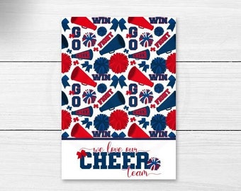 Pink Cheer Team Mini Cookie Card, Printable Cheerleading 3.5x5" Cookie Card Download, Cheer Flat Lay Note Card