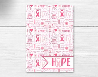 Breast Cancer Awareness Printable Cookie Card or Tag, Pink Hope Ribbon Breast Cancer Awareness Fundraiser Note Card, Instant Download
