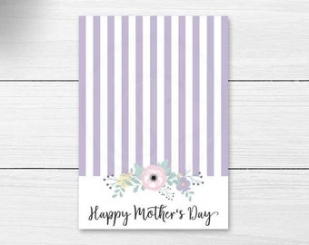 Lavender Floral Mother's Day Mini Cookie Card, 3.5x5" Flat Lay Card for Mom, Mother's Day Printable Card with Flowers Instant Download