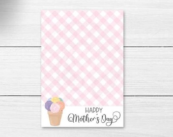 Pink Mother's Day Printable Mini Cookie Cards, Gingham Happy Mother's Day Flat Lay Note Card, Card for Mom, Mother's Day Gift Tag Bag Topper