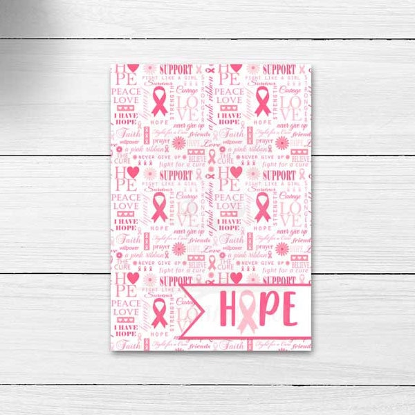 Breast Cancer Awareness Printable Cookie Card or Tag, Pink Hope Ribbon Breast Cancer Awareness Fundraiser Note Card, Instant Download