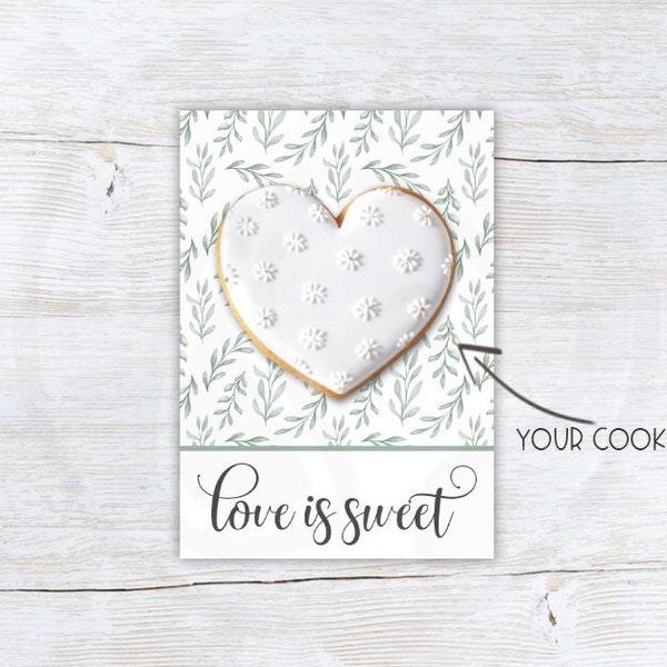 Wedding Mini Cookie Card, Printable Editable Wedding Greenery 3.5x5 and 5x7 Cookie Card Backer Instant Download