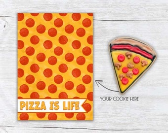 Printable Pizza Is Life Mini Cookie Cards, Pizza Birthday Party Cookie or Note Cards, Mini and Large Size Cookie Backer Cards, Download