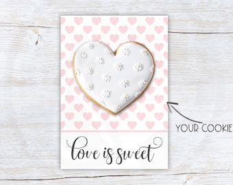Pink Heart Wedding Mini Cookie Card, Printable Editable Wedding 3.5x5 and 5x7 Cookie Card Backer Instant Download