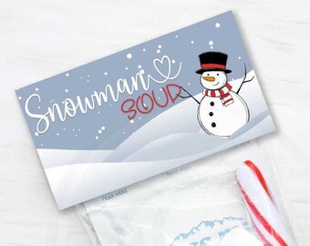 Printable Snowman Soup Hot Chocolate Cocoa Bag Toppers, Winter Party Treat Bag Topper Printable Instant Download