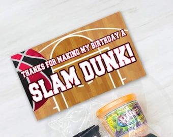 Printable Slam Dunk Basketball Birthday Bag Toppers for Boy or Girl, Sports Theme Birthday Party Favor Bag Toppers, Instant Download