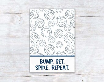 Mini Cookie Card stampabile da pallavolo 3,5x5, Bump Set Spike Repeat Cookie o Note Card per la mamma allenatrice della squadra di pallavolo, Download istantaneo