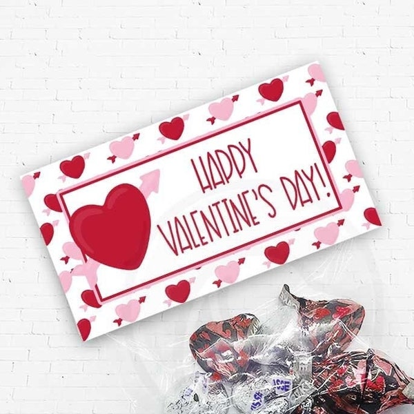 Valentine Printable Treat and Cookie Bag Toppers, Happy Valentine's Day Party Favor Bag Topper, DIY Valentine's Day Craft Projects Downlaod