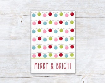 Christmas Mini Cookie Cards, Printable Merry and Bright Christmas Ornament Cookie Card Backer, Instant Download