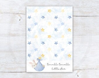 Baby Boy Mini Cookie Card, Twinkle Twinkle Little Star Baby 3.5x5 Cookie Card Printable