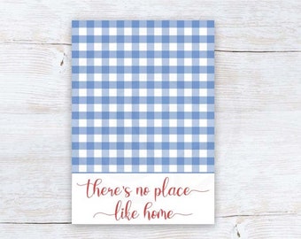 Housewarming Mini Cookie Card, There's No Place Like Home Blue Gingham Printable 3.5x5" Cookie Card, Printable Housewarming Note Cards