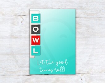 Printable Bowling Mini Cookie Card, Bowling Party Let the Good Times Roll Cookie Card Backer, Instant Download