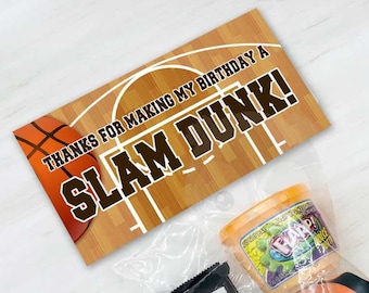 Slam Dunk Basketball Birthday Treat Bag Toppers for Boy or Girl Birthday Sports Themed Birthday Party, Printable Instant Download