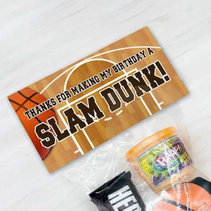 Slam Dunk Basketball Birthday Treat Bag Toppers for Boy or Girl Birthday Sports Themed Birthday Party, Printable Instant Download image 1