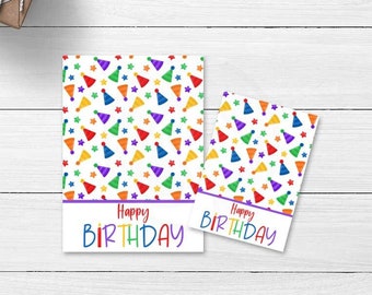 Printable Birthday Cookie Cards, Happy Birthday Boy Girl Mini and Large Cookie Card Tags, Birthday Treat Bag Topper, Printable Birthday Card