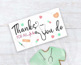 Printable Nurse Cookie Bag Toppers, Nurse Appreciation Week Treat and Candy Bag Toppers, School Nurse Thank You Bag Topper Instant Download
