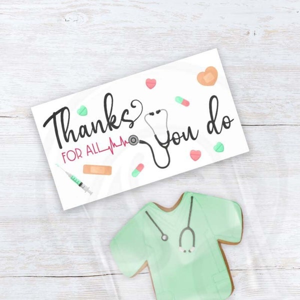 Printable Nurse Cookie Bag Toppers, Nurse Appreciation Week Treat and Candy Bag Toppers, School Nurse Thank You Bag Topper Instant Download