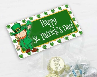 Printable St. Patrick's Day Leprechaun Bag Toppers for Classroom Parties & Activities, Leprechaun 4 Leaf Clover Lucky Horseshoe Toppers