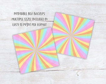 Pastel Cookie Box Backer Printable, Spring Easter Cookie Card Box Backers, Valentine's Day Candy Box Backer Instant Download