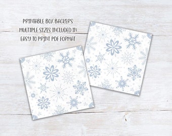 Printable Snowflake Cookie Box Backers, Christmas Winter Snow Snowflakes Cookie Gift Box Backers, Instant Download