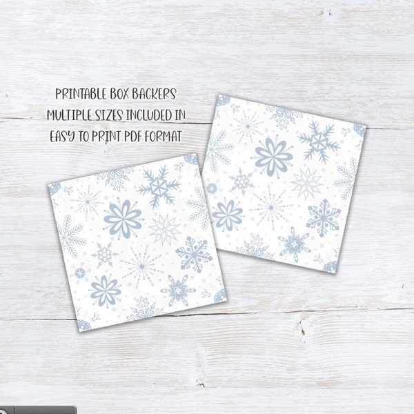 Printable Snowflake Cookie Box Backers, Christmas Winter Snow Snowflakes Cookie Gift Box Backers, Instant Download