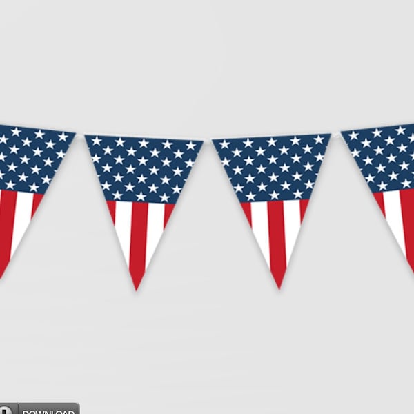 Bannière de drapeau américain patriotique imprimable, banderoles de bannière imprimable rouge blanc bleu étoiles et rayures, décorations de fête du 4 juillet Télécharger