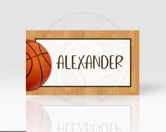 Printable Basketball Place Cards w/ Editable Word Document, Basketball Party Food and Tent Cards, Basketball Slam Dunk Name Card Download