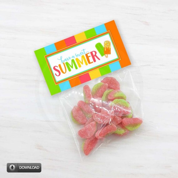 Rainbow Summer Treat Bag Toppers Summer Birthday Cookie Bag Etsy