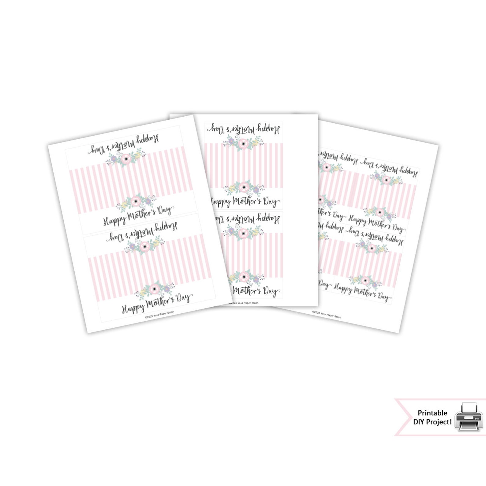 Printable Mother's Day Bag Toppers, Pink Floral Mother's Day Gift Candy ...