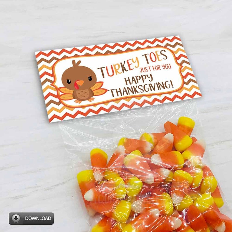 Printable Turkey Toes Treat Bag Toppers for Thanksgiving &amp; | Etsy