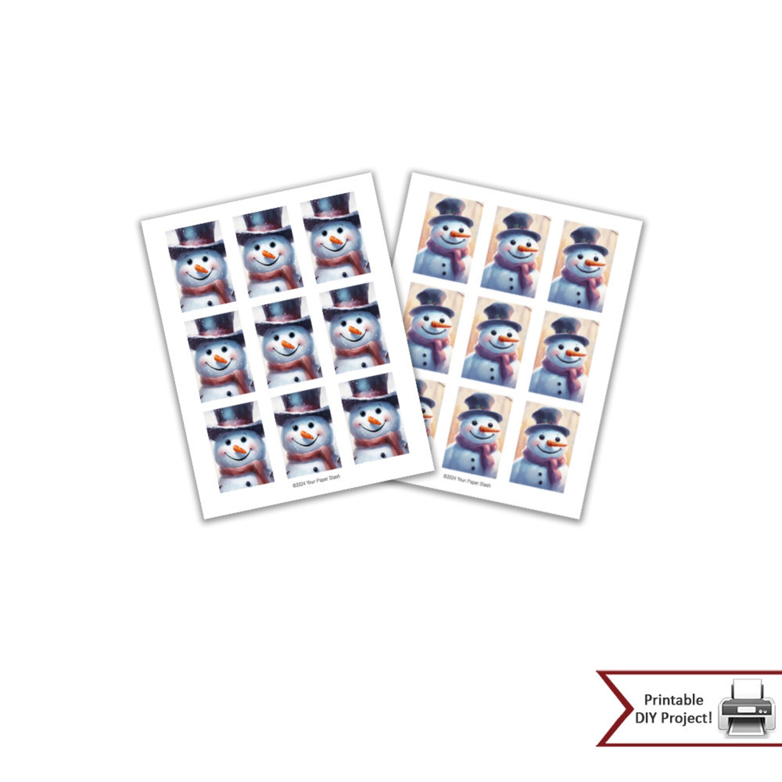 Printable Snowman Gift Tags, Christmas Winter Snowmen Gift or Cookie ...