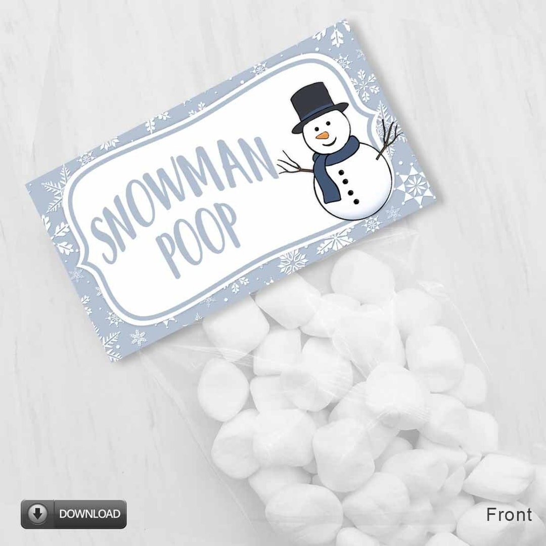 Snowman Poop Printable Treat Bag Toppers, Snowman Poop Poem Christmas ...