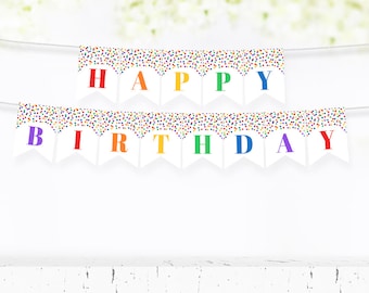 Printable Happy Birthday Banner, Birthday Party Decorations for Him or Her, Office Party Happy Birthday Printable Banner