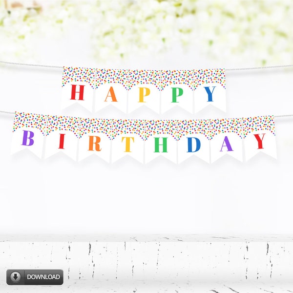 Printable Happy Birthday Banner, Birthday Party Decorations for Him or Her, Office Party Happy Birthday Printable Banner