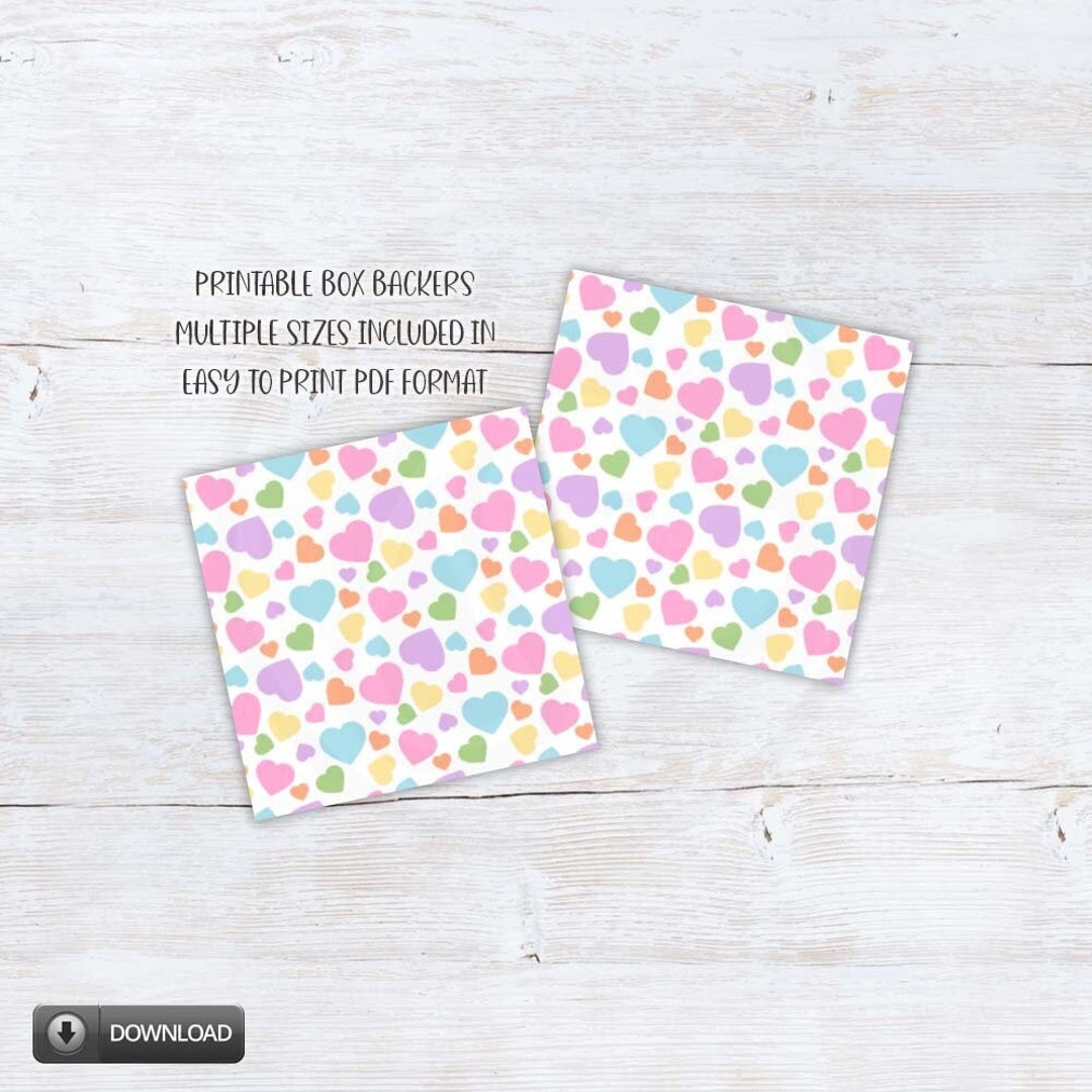 Pastel Heart Printable Box Backers Multiple Sizes Included - Etsy