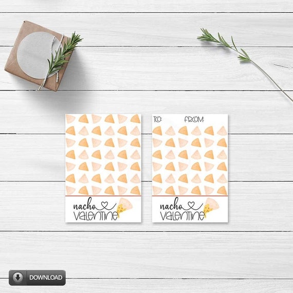 Nacho Valentine Printable Cookie Card Valentine's Day | Etsy