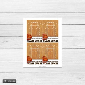 Slam Dunk Birthday Printable Cookie Card, Basketball Theme Birthday Party Decoration Party Mini Cookie Card Instant Download image 3