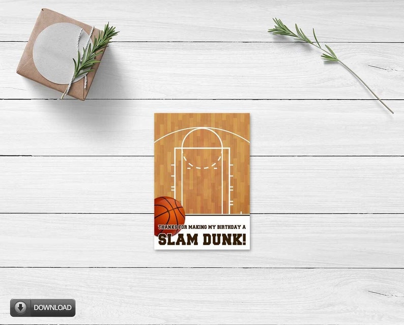 Slam Dunk Birthday Printable Cookie Card, Basketball Theme Birthday Party Decoration Party Mini Cookie Card Instant Download image 1