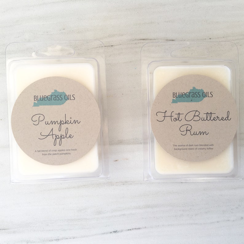 Housewarming Gift Hot Buttered Rum Pumpkin Apple Bourbon Scented Melts Soy Wax Melts Peppermint Fluff