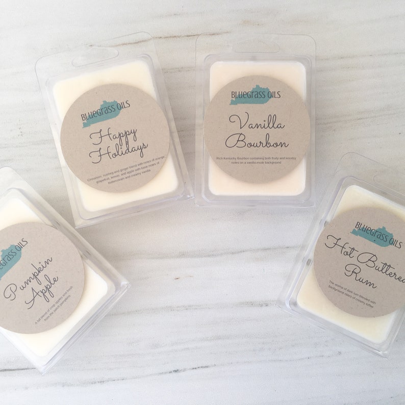 Housewarming Gift Hot Buttered Rum Pumpkin Apple Bourbon Scented Melts Soy Wax Melts Peppermint Fluff