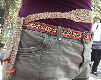 Linen Belt with Ceramic Beads