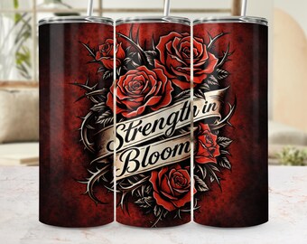 Diseño de rosa con estampado floral oscuro para vasos térmicos (descarga digital)